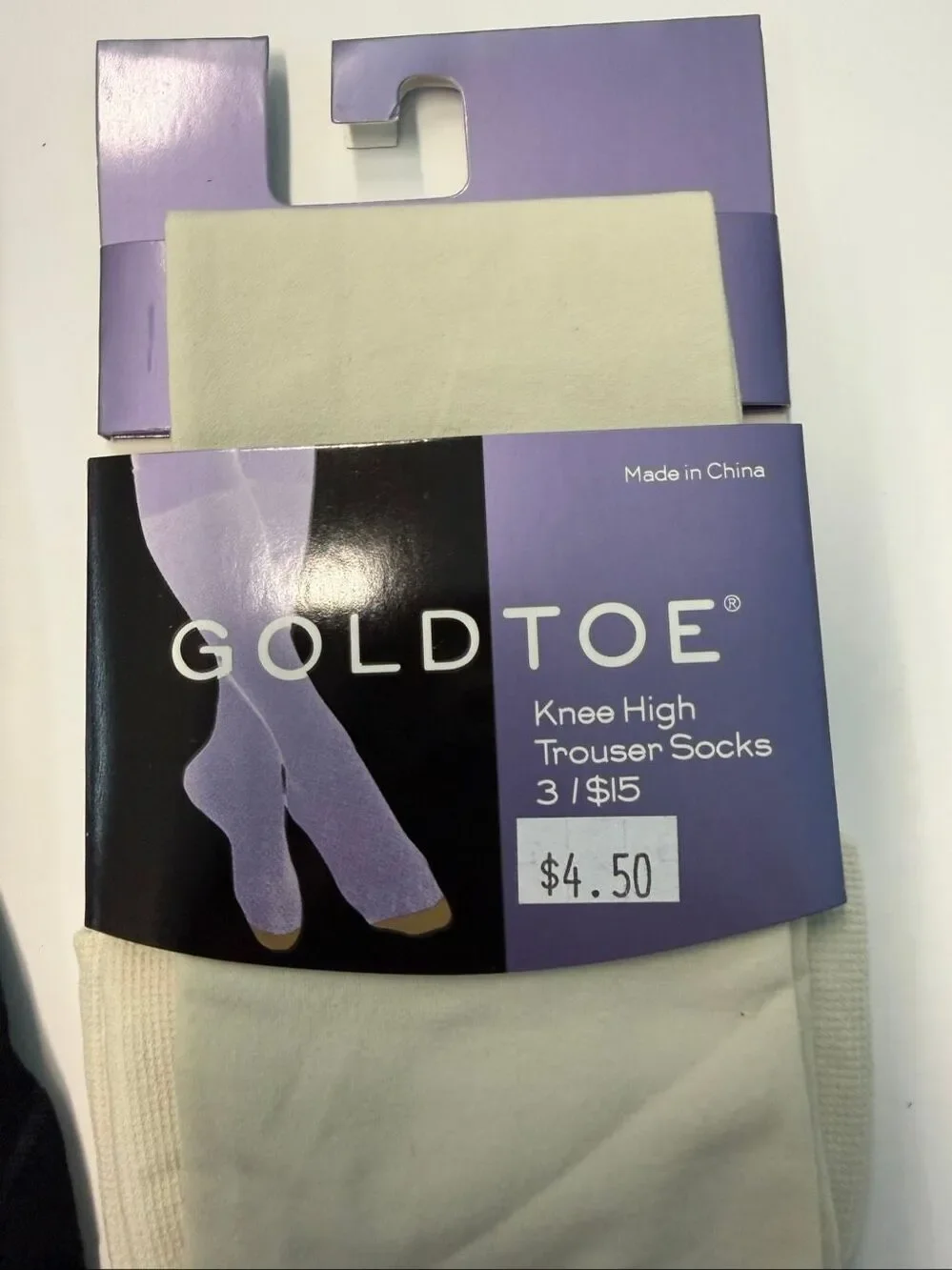 3 Pairs Goldtone Knee High Trouser Socks Womens Size 6-9 NEW TAGS Black Cream
